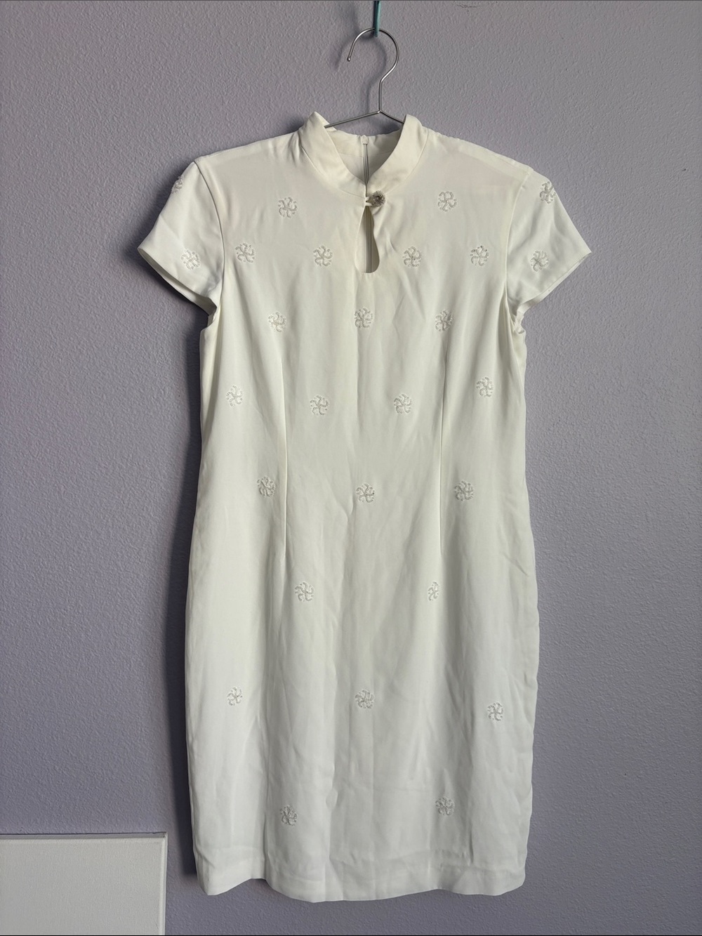 White Beaded Cheongsam Dress